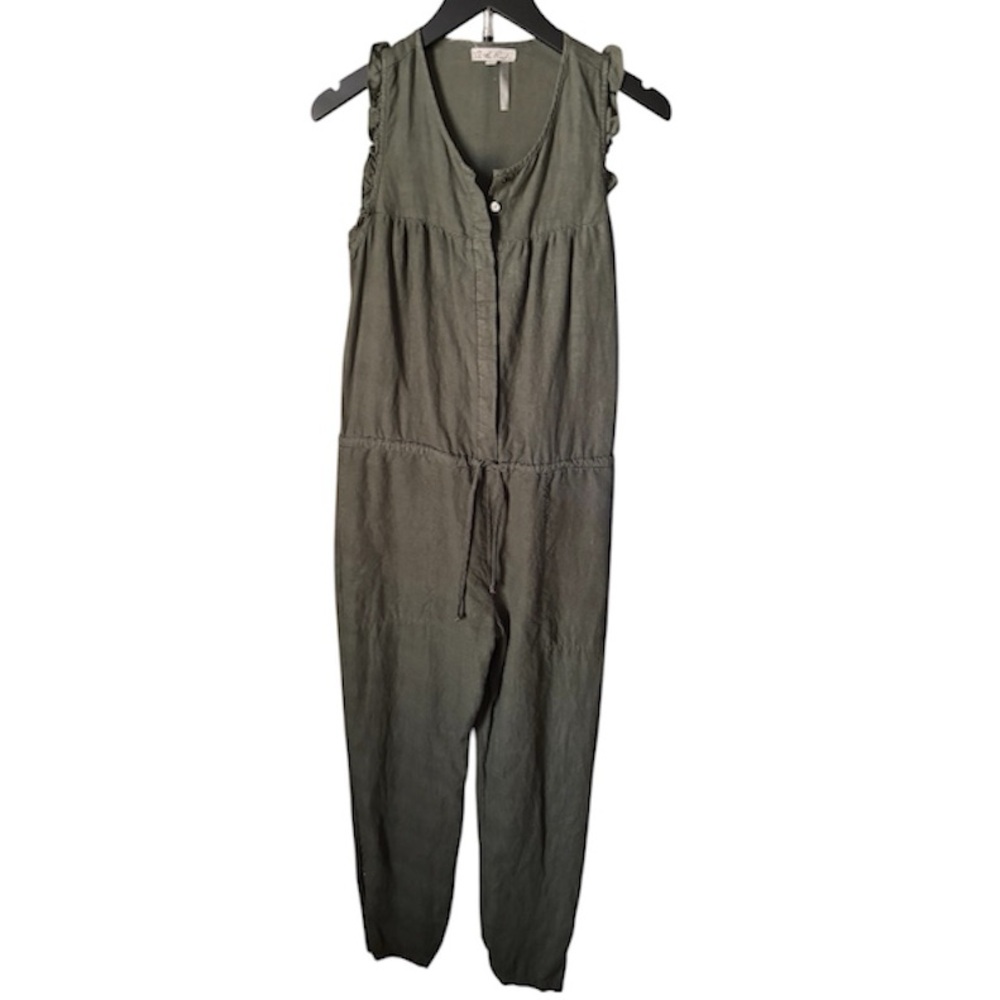On The Road Olive Green Sleeveless Drawstring Jumpsuit